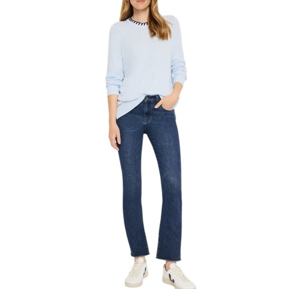 Nic + Zoe Blanket Stitch Cashmere Blend Sweater in Light Blue Size XS - Picture 2 of 13